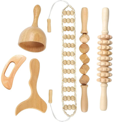 Jecaliz Wooden Therapy Massager for Lymphatic Drainage Anti Cellulite Maderoterapia Body Sculpturing Massage Roller Guasha Sets