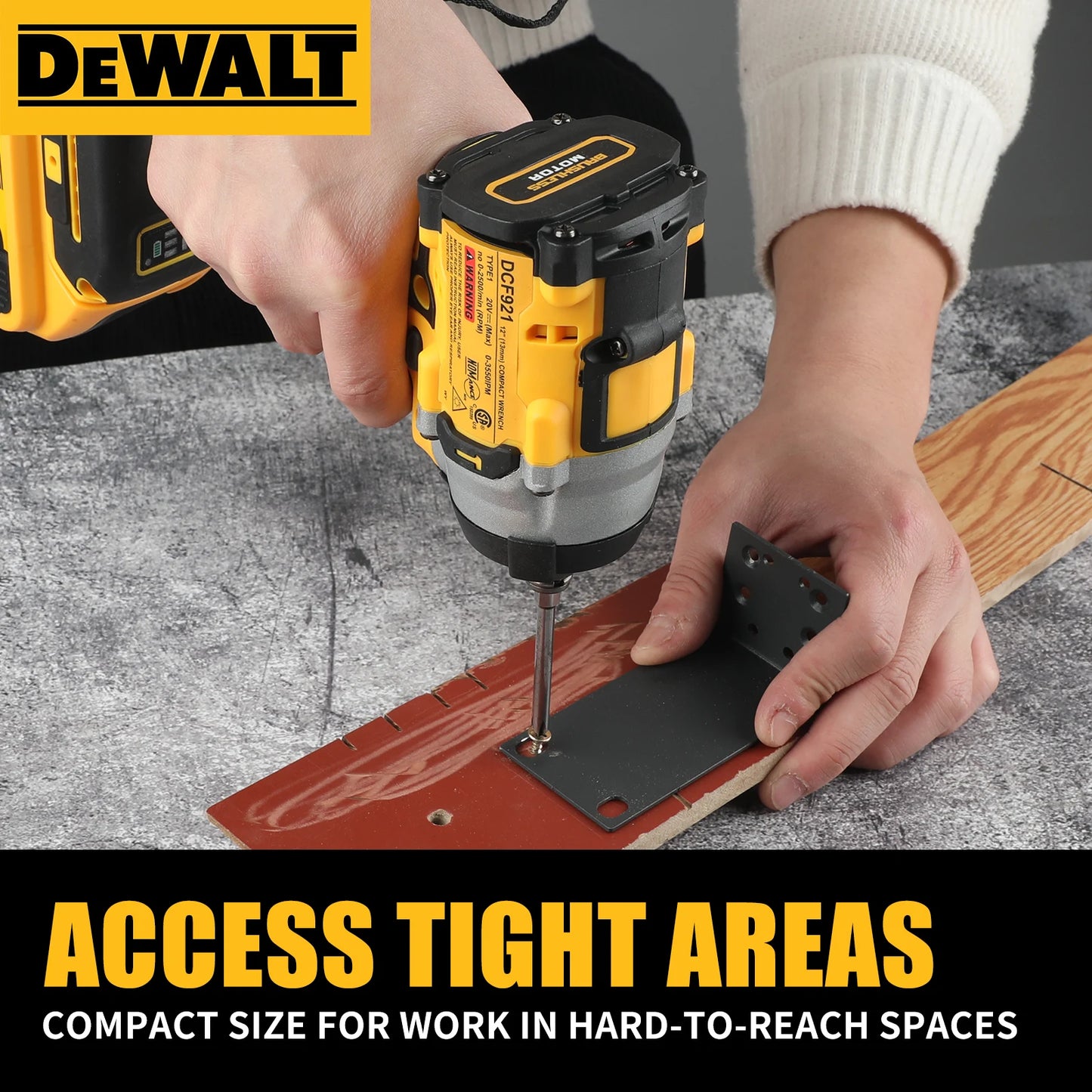 DEWALT DCF921 Atomic 20V Maximum Cordless Wrench 1/2 inch Cordless Impact Wrench Variable Speed Charging Wrench No Batter