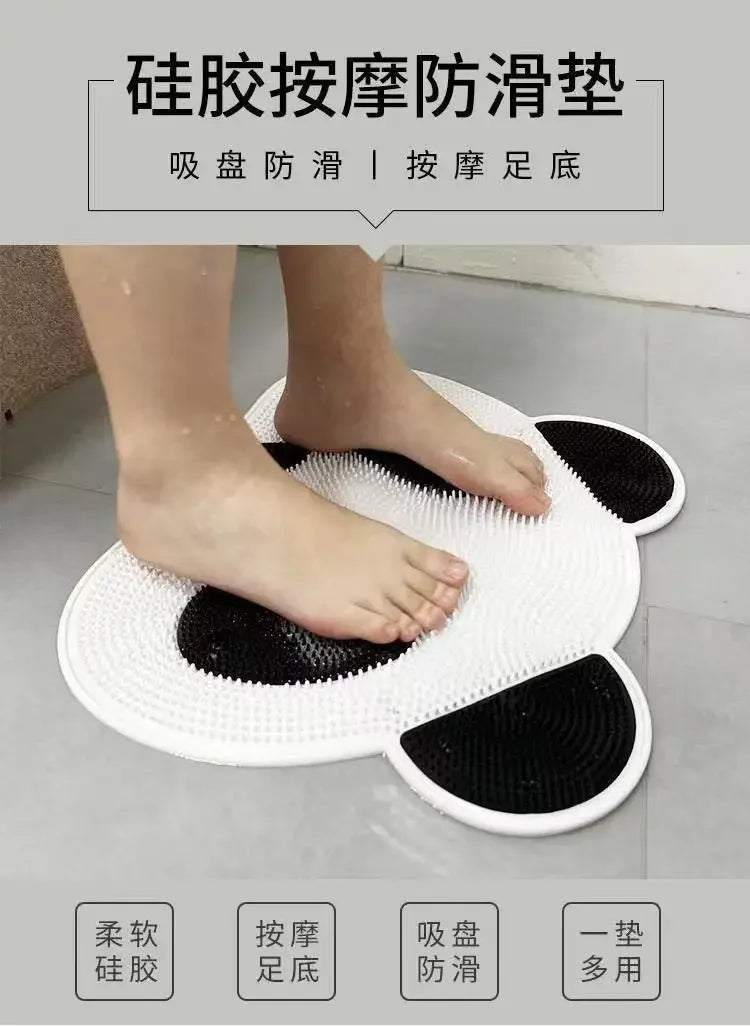 Rabbit Anti Slip Bath Mat Circular Massage Design Back Suction Cup Scrubber Foot Back Shower Anti Fall Device Bathroom Supplies