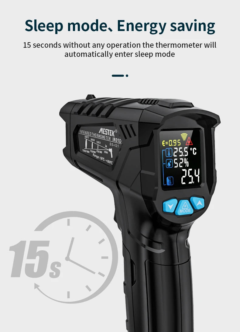 Digital Infrared Thermometer -50 to 800℃ Laser Thermometer -58 to 1472℉ Temperature Meter Digital Thermometer Backlight Alarm