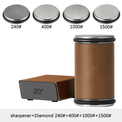 Rolling Knife Sharpener Double Sided Diamond Sharpening Stone 15/20° Degree Magnetic Angle Roller Sharpening for Kitchen Knives