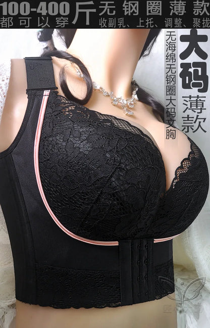 Plus Size Push Up Bra Wireless Front Closure - Seamless Comfort Bralette for Women, No Underwire Lift Support T-Shirt Bra