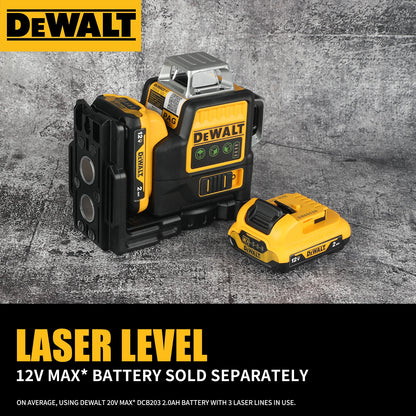 Dewalt DW089LG Self Levelling Multi Line 3 x 360 Degrees Green Beam Laser 12V MAX* with Battery 2.0Ah Li-Ion and Charger