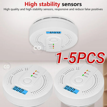 Digital Carbon Monoxide Detector Sound & Light Warning Sensor Battery Powered CO Gas Monitor Meter with LED Indicator Home Use