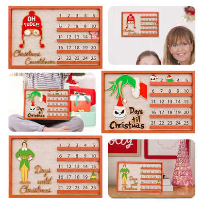 Christmas Calendar Unique Countdown To Christmas Sign Farmhouse Tabletop Number Date Rustic Home Decor Cartoon Patterns Table