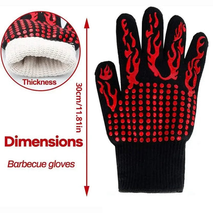 1pc Heat Resistant Oven Gloves Cut Resistant Non-Slip Silicone BBQ Gloves for Kitchen Grill Camping Cookware
