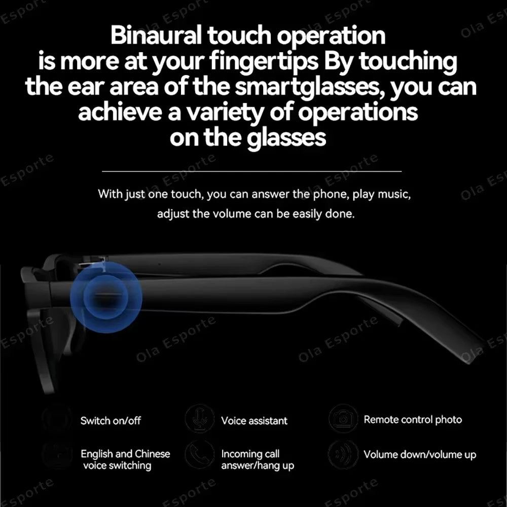 Lenovo 8K Camera AI Smart Glasses Touch Control Photo Recording Translator Voice Assistant Music Wireless Bluetooth Sunglasses
