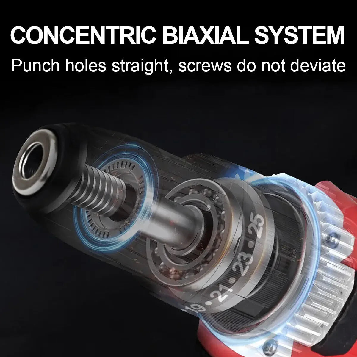 21V Cordless Hand Drill Combi Hammer Impact Drill Driver Electric Screwdriver 2 Battery Set