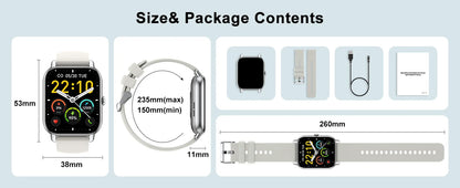 Jxrev Smart Watch, 1.85" Sports Watch for IP68 Waterproof, 110+ Sport Modes, Fitness Activity Tracker, Ultra Thin Watch.