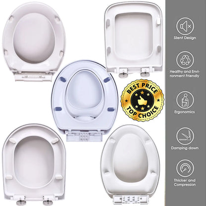 DayPlus Toilet Seat, Soft Close Toilet Seats White with Quick Release, Sturdy Duroplastic Anti-Bacterial Toilet Lid WC Seats