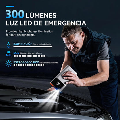 3-in-1 Portable Car Jump Starter 4000A Car Battery Booster Power Bank LED Lighting Small Battery Starter Device for 12V Car