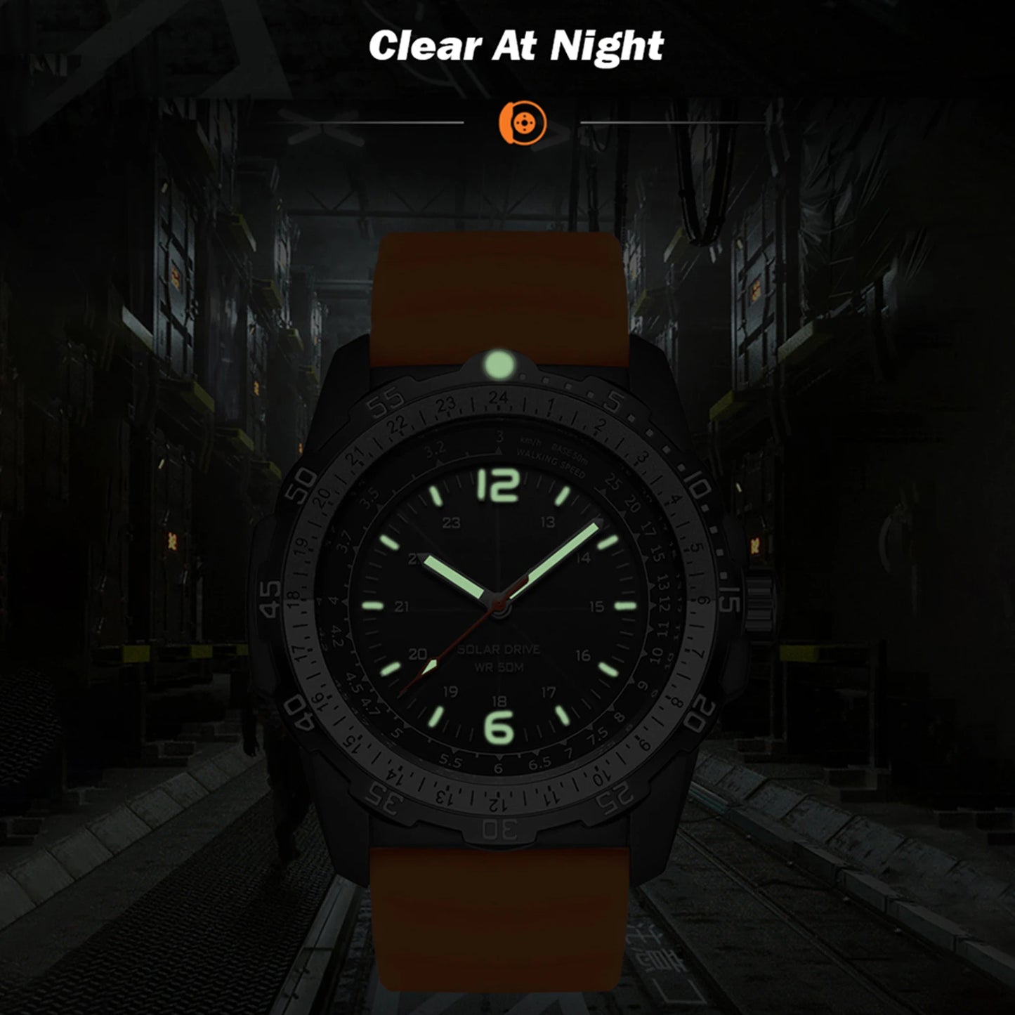 Men's Solar Powered Digital Watch 50M Waterproof Outdoor Sports Watch Luminous Watch