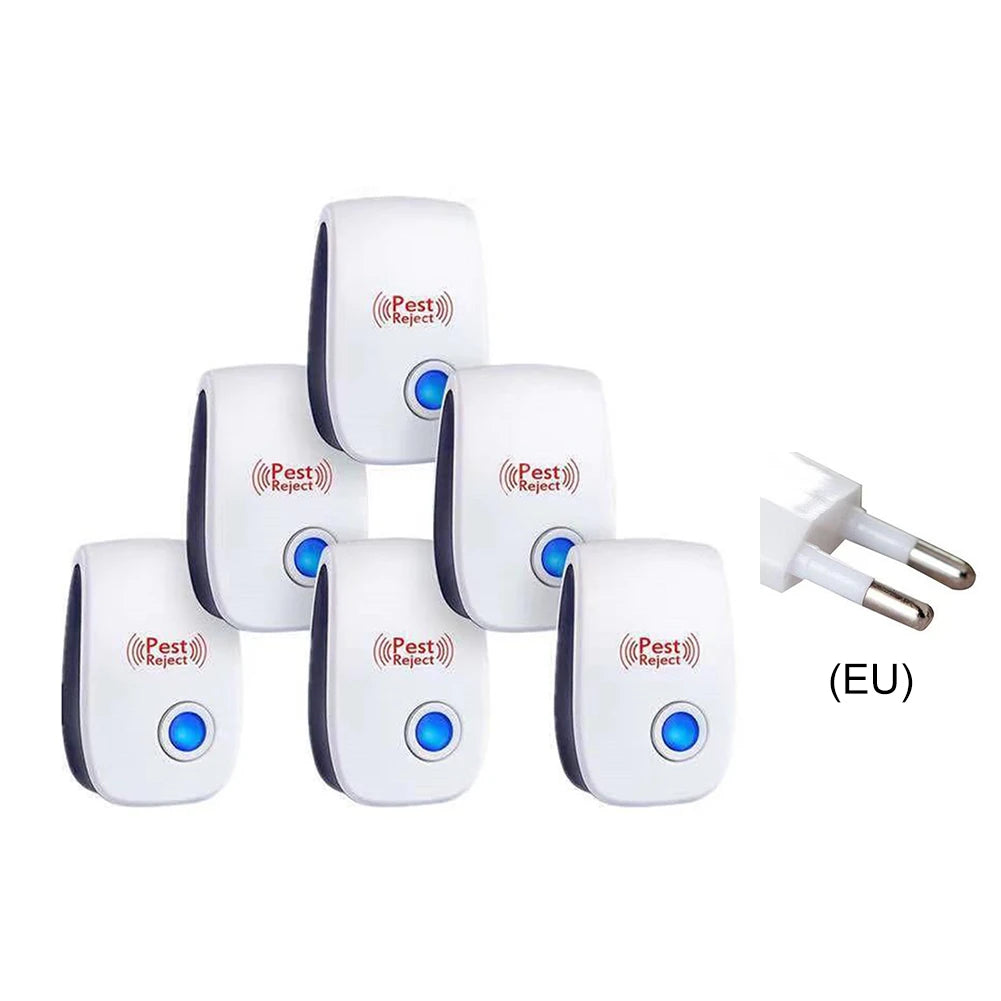 6Pcs Ultrasonic Pest Repeller Insect Bug Repeller Long Range Pest & Insect Deterrent Multi-Function for Roach Rodent Mouse Bugs