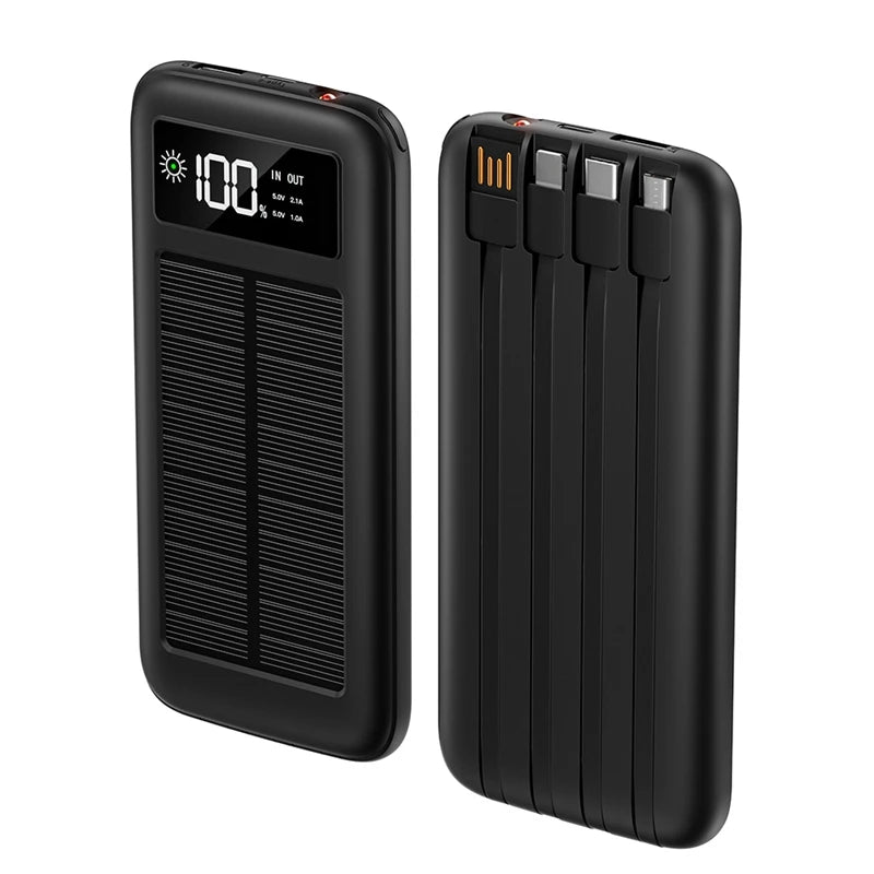 Xiaomi 200000mAh Solar Power Bank Large Capacity Mobile Power Fast Charging Battery with 4 Cables For iPhone Samsung Huawei