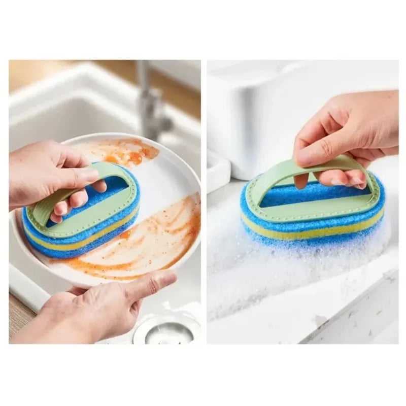 Kitchen Bathroom Toilet Cleaning Magic Sponge Glass Wall Cleaning Bath Brush Handle Sponge Ceramic Window Slot Clean Brush
