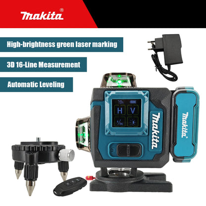 Makita Electric Tool 360-Degree X4 16-Line Outdoor Laser Level Self-Levelling Vertical Cross-Line Tool for Precision Measurement