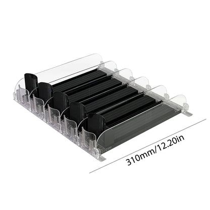 Can Shelf Pusher Adjustable WidthCanned Beverage Push Rack Spring Push Auto Beer Pusher Holder E-shaped Glide for Refrigerator