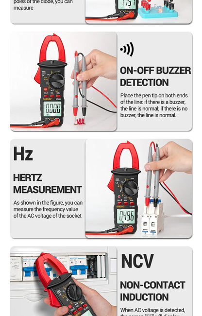 ANENG ST180 AC Current Clamp Meter  Digital 4000 Counts Multimeter Ammeter Voltage Tester Car Amp Hz Capacitance NCV Ohm Tool