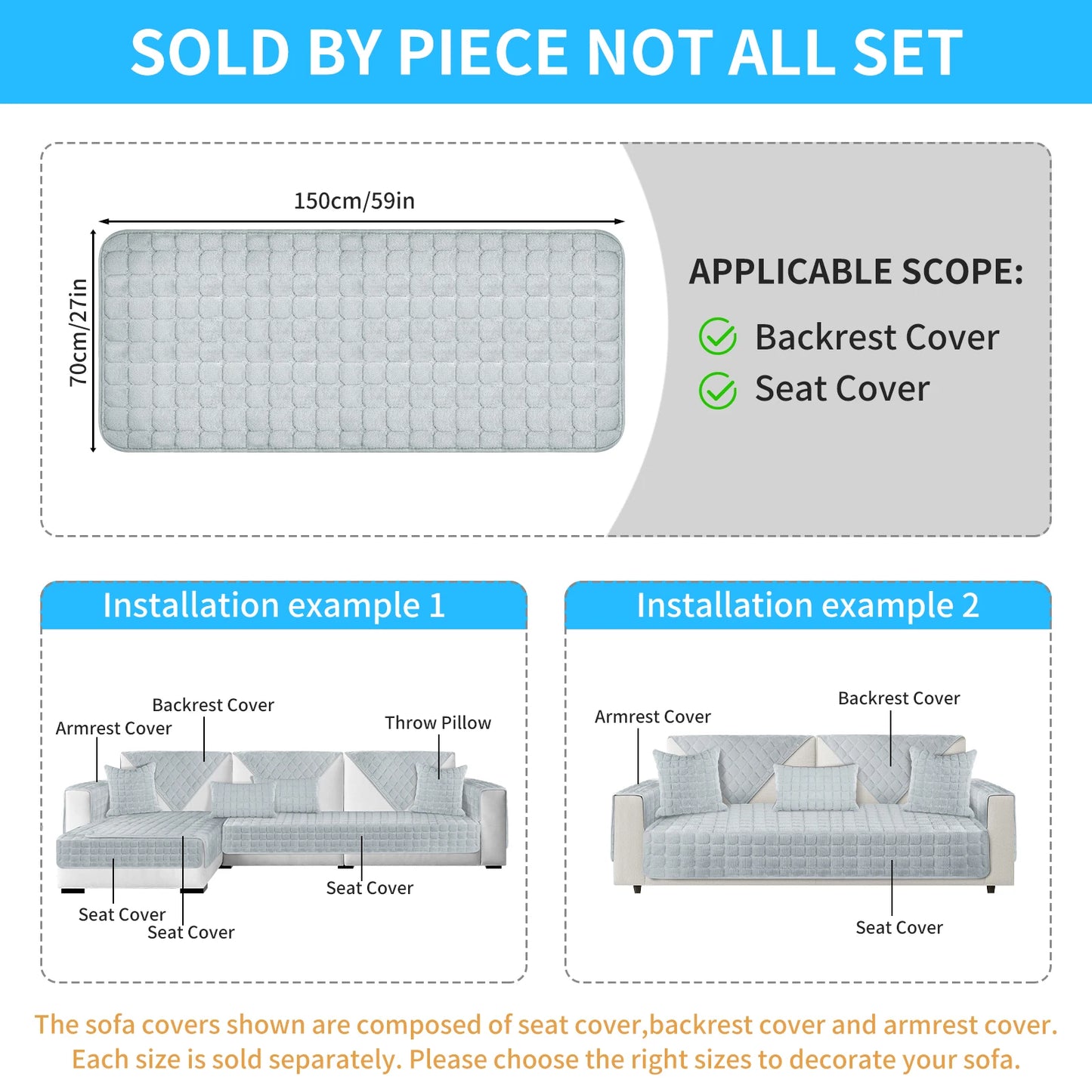 Soft Flannel Sofa Covers Washable Sofa Cushion Covers Non-Slip Couch Slipcovers for Sectional Sofa L Shape Furniture Protector