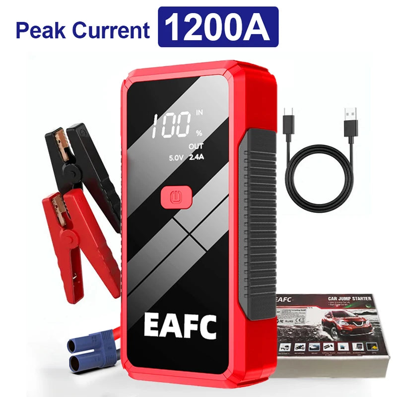 2000A/1200A High Power Car Battery Jump Starter Portable Car Battery Booster Charger Booster Power Bank Starting Device USB Port