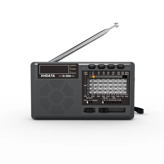 XHDATA D-368/ D-328 Portable Radio FM1-2/AM/SW 12 Band MP3 Player Bluetooth/TF Card With Headphone Jack For Elder Easy Use
