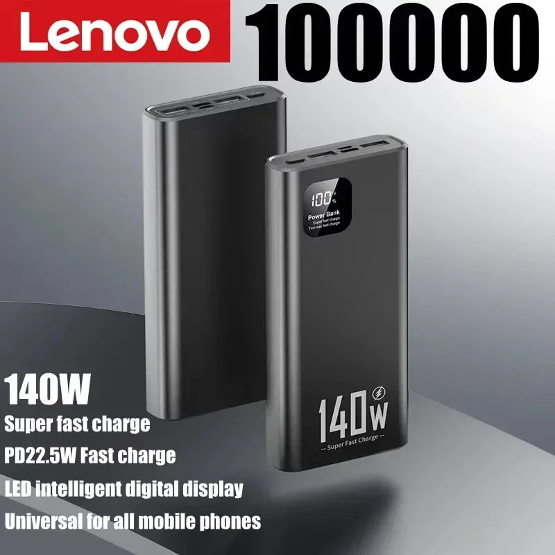 Lenovo Portable PowerBank 140W Super Fast Charging 500000mAh Large Capacity External Battery Charger Powerbank For Xiaomi iPhone