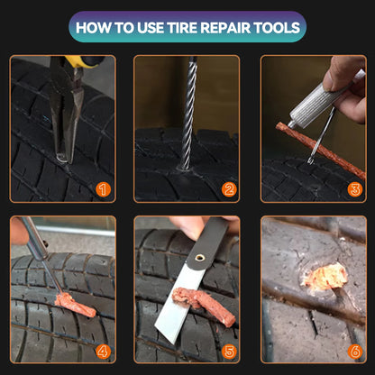 Portable Car Tire Repair Kit 45Pcs DIY Easy Repair Tyre Puncture Repair Tool For Car Motorcycles ATVS Lawnmowers Tractors Trucks