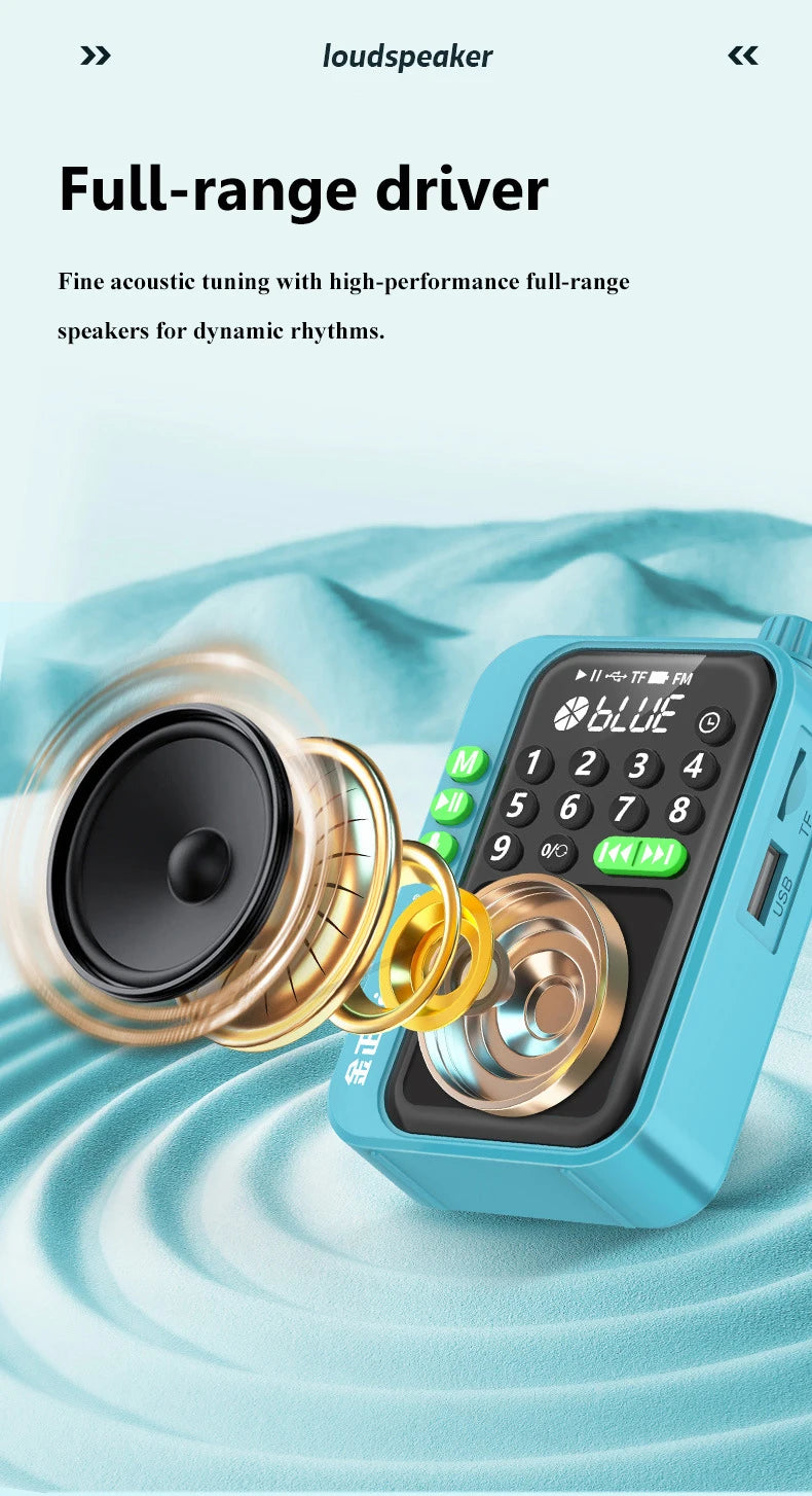 Mini Portable FM Radio Best Reception Radios 5W Wireless Bluetooth Speaker TF Card U Disk Music MP3 Player Support HD Rcording