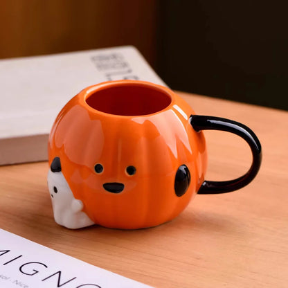 Halloween Ceramic Pumpkin Coffee Mug Creative Ghost Water Cup European Afternoon Tea Flower Tea Coffee Cup Breakfast Milk Mug