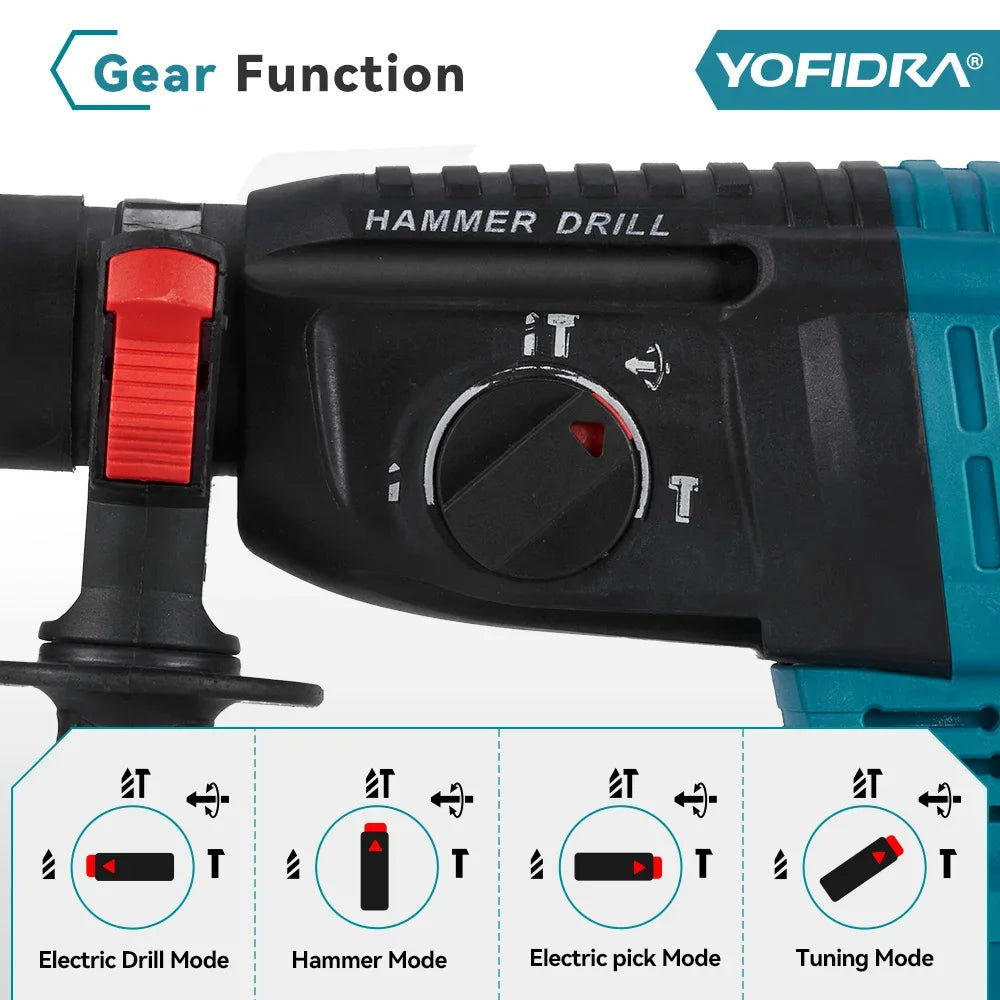 1680W Brushless Electric Hammer Drill 26MM Multifunctional Cordless Rechargeable Screwdriver Tool For Makita 18V Battery Pin