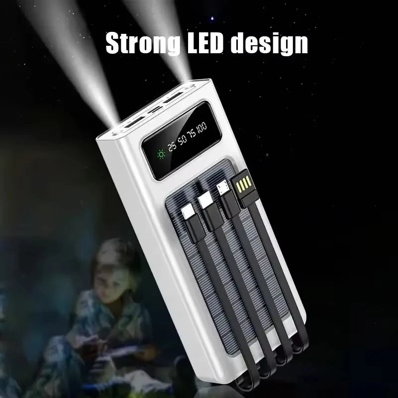 500000mAh 4in1 Solar Power Bank High Capacity 120W Fast Charging USB TypeC LED Light Outdoor Battery For iPhone Samsung 2026 NEW