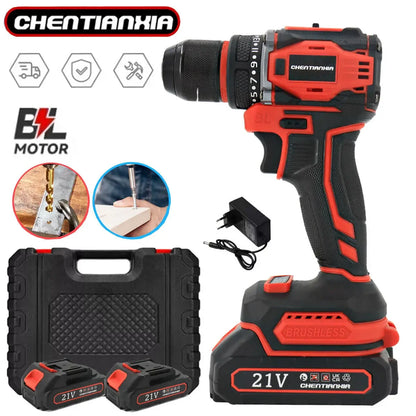 21V Brushless Electric Impact Driver Screwdriver Handheld Drill Set +2X Battery