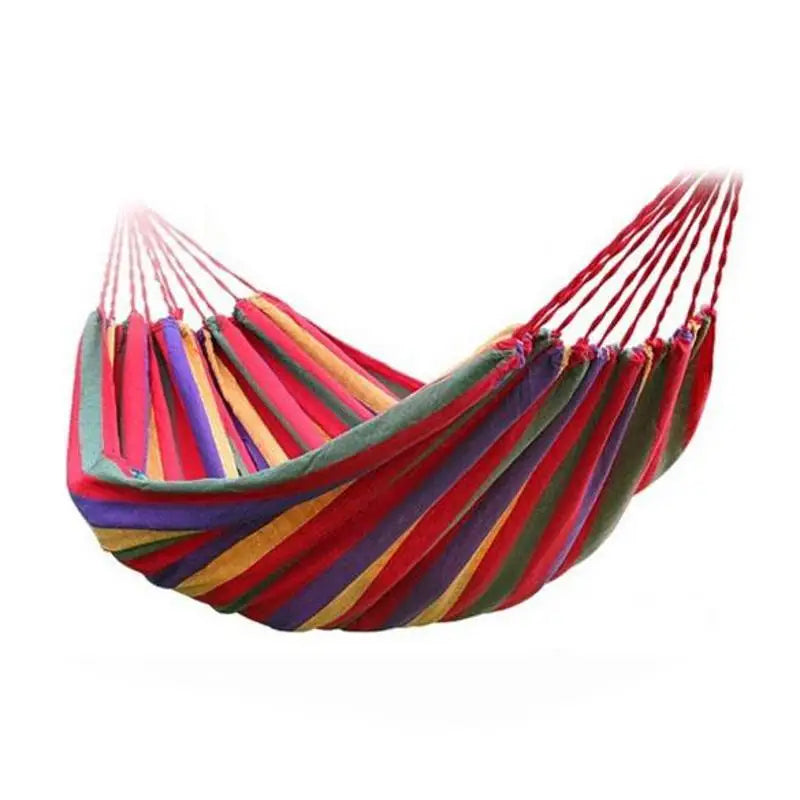 1-2 Person Cotton Rainbow Hanging Bed 264lbs Capacity Fabric Hammock with Tree Straps Portable for Outdoor Indoor with Carry Bag