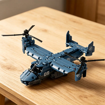 Military V-22 Osprey Tiltrotor Building Block Set Large High-Simulation Pulley Aircraft Model Propeller DIY Building Blocks