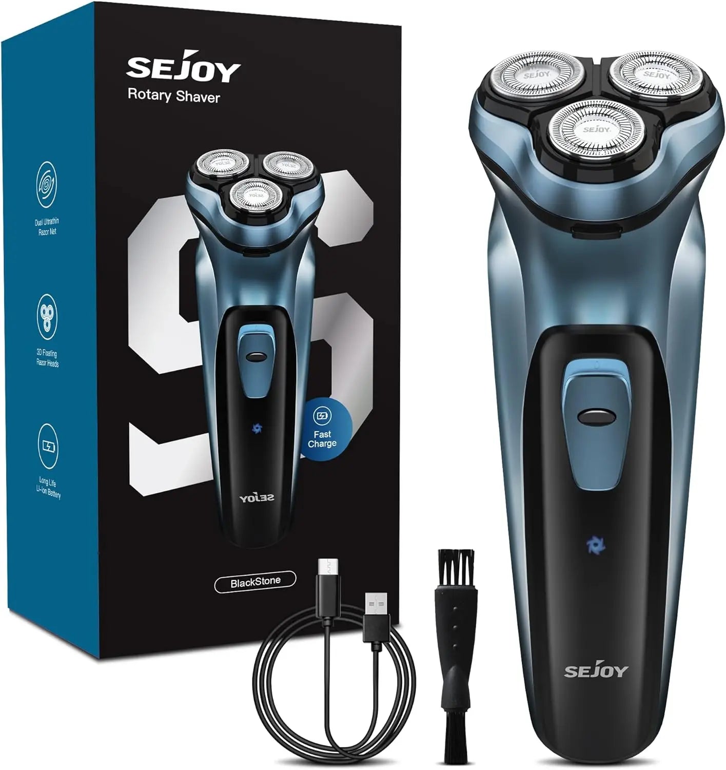 Sejoy 3D Rotary Electric Shaver for Men Advanced Dry Wet Pop-up Trimmer Rechargeable Perfect Fathers Day Gift for Dad, Husband