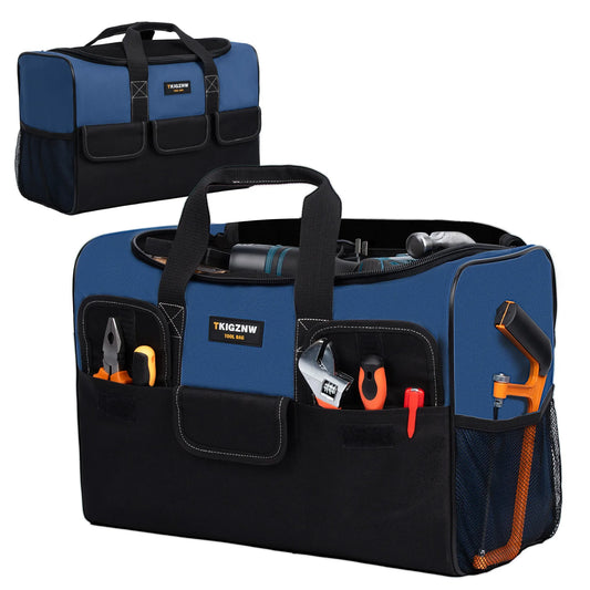 TKIGZNW T009-17 Inch Tool Bag, Large Tool Bag with 6 Exterior Pockets Electrician Tool Bag, for DIY Enthusiasts and Craftsmen