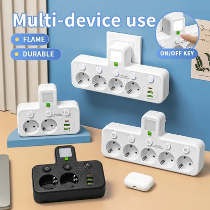 EU Plug AC Socket Power Board Multi-layer Wall Socket Universal Network Filter with Or Without USB Independent Switch Light Adap