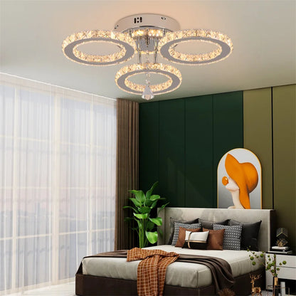 Modern Crystal Chandelier Ceiling Lamp Chrome Flush Mounted Pendant Light Luminari Dining Living Room Plafon Led Hanging Lampara