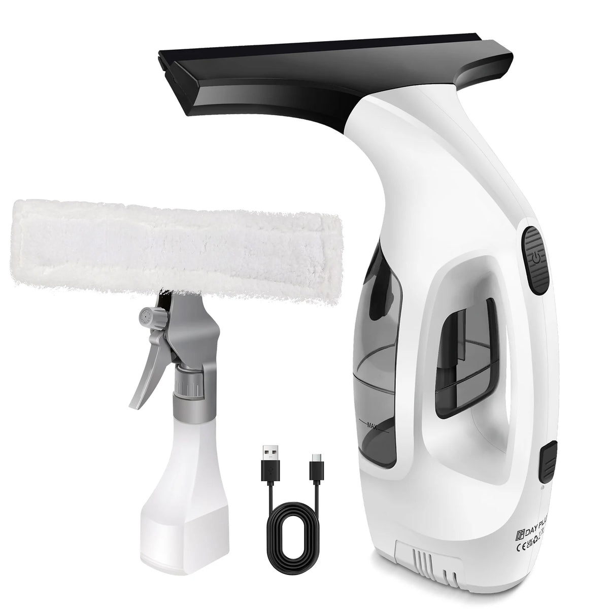 Cordless Window Vac with 2000pa, Efficiently Streak-Free Cleaning, Running Time: 50-60 Min, 3.8V Electric Window Vacuum Cleaner