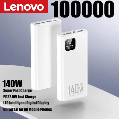 Lenovo 140W PowerBank 500000mAh High Capacity Super Fast Charging Portable Battery CCC Charger for iPhone Samsung Huawei 2026