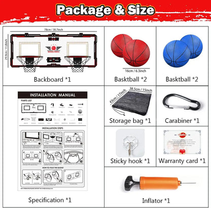 VATOS Basketball Hoop x2 Indoor Outdoor Electric Mini Basketball Scoreboard 4x Balls Toy Gift for Kids Boys Girls Sports Game