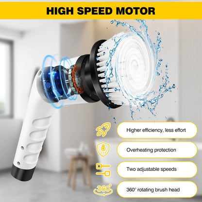 WEIRONG - Household 3 In 1 Electric Cleaning Brush Cordless Rechargeable Shower Washer White Spin Scrubber Quickly Clean Dirty