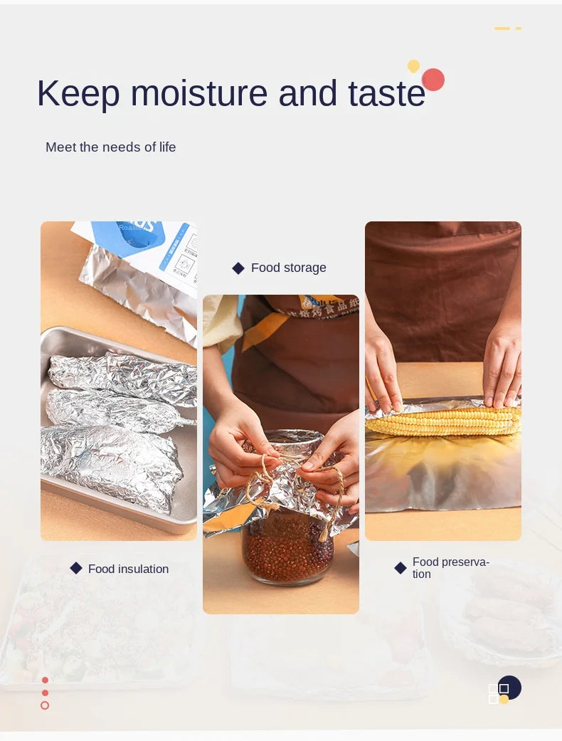 Zackoo 10/20/40M Aluminium Foil for Baking Wrap Disposable Airfryer Oven BBQ Tin Foil Food Grade Oil Paper Kitchen Catering Tin