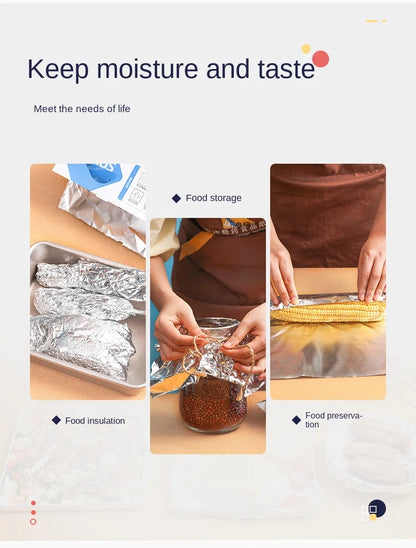 Zackoo 10/20/40M Aluminium Foil for Baking Wrap Disposable Airfryer Oven BBQ Tin Foil Food Grade Oil Paper Kitchen Catering Tin