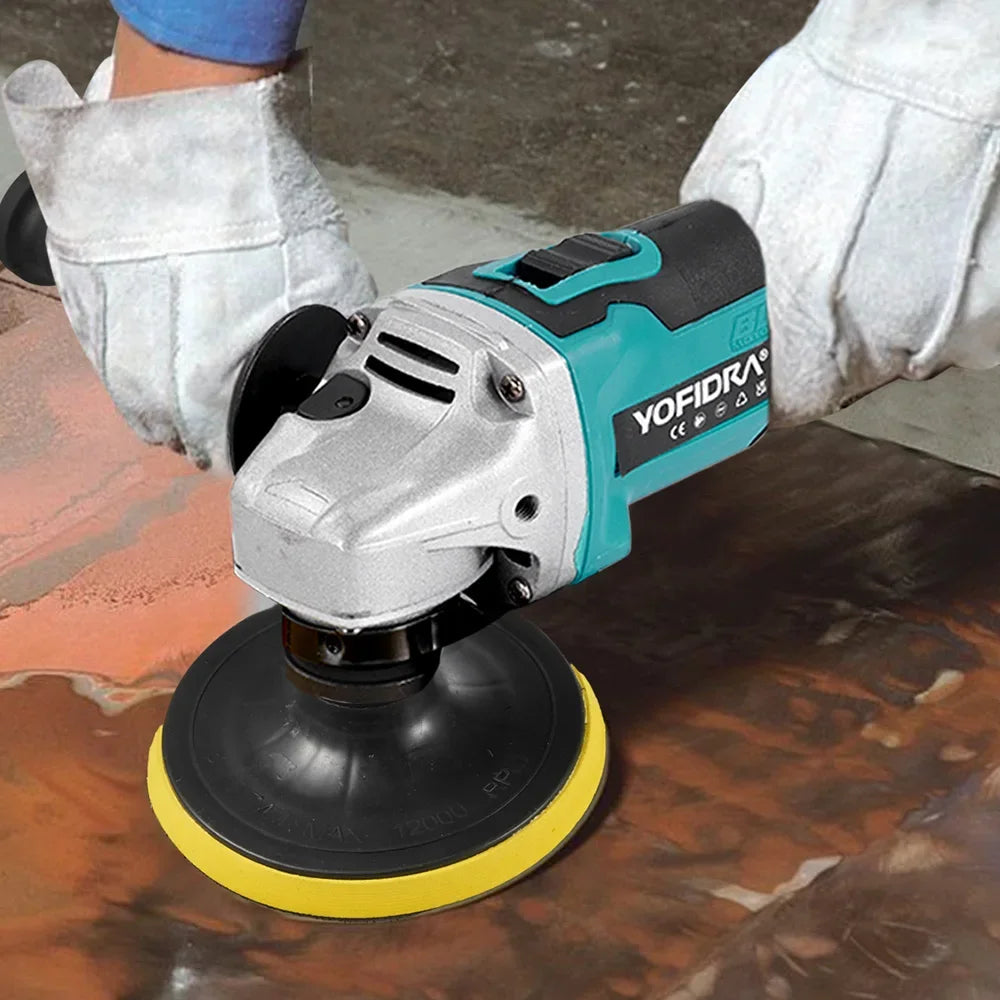 YOFIDRA 125mm Brushless Angle Grinder 4 Gear Cordless Grinding Machine Cutting Woodworking Power Tool For Makita 18V Battery Pin