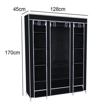 Canvas Wardrobe Clothes Closet Organizer Portable Storage Cupboard for Bedroom  128*45*170cm Fabric Closet
