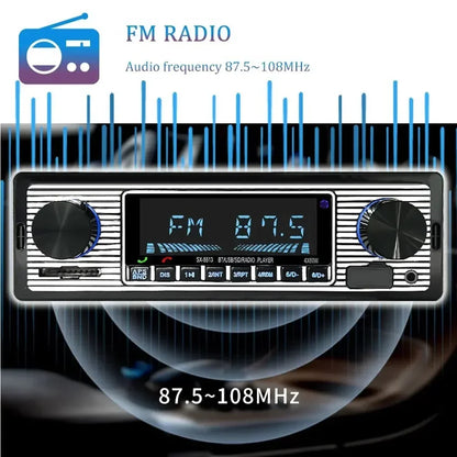 1 Din Car Radio MP3 Player Vintage Dual Knob Digital Bluetooth Audio Radio Multimedia Music USB SD Stereo Play in Dash AUX Input