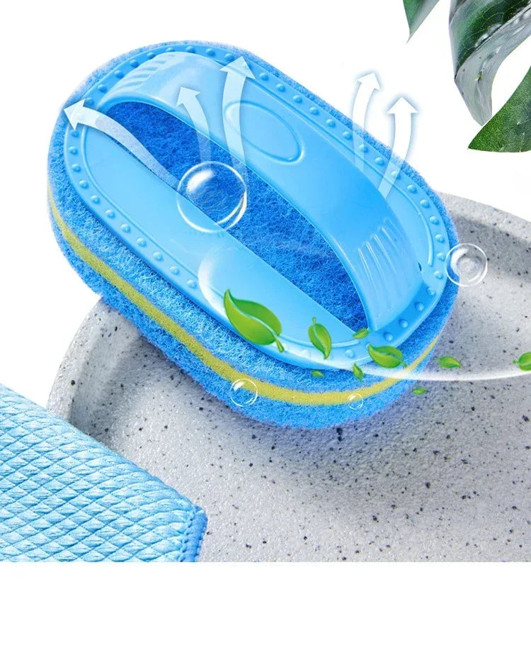 Kitchen Bathroom Toilet Cleaning Magic Sponge Glass Wall Cleaning Bath Brush Handle Sponge Ceramic Window Slot Clean Brush