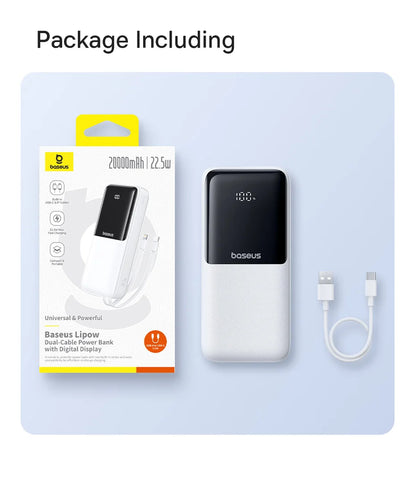 Baseus Power Bank 20000mAh PD 22.5W Fast Charging Phone External Battery Powerbank Charger for Xiaomi Poco iPhone Samsung iPad