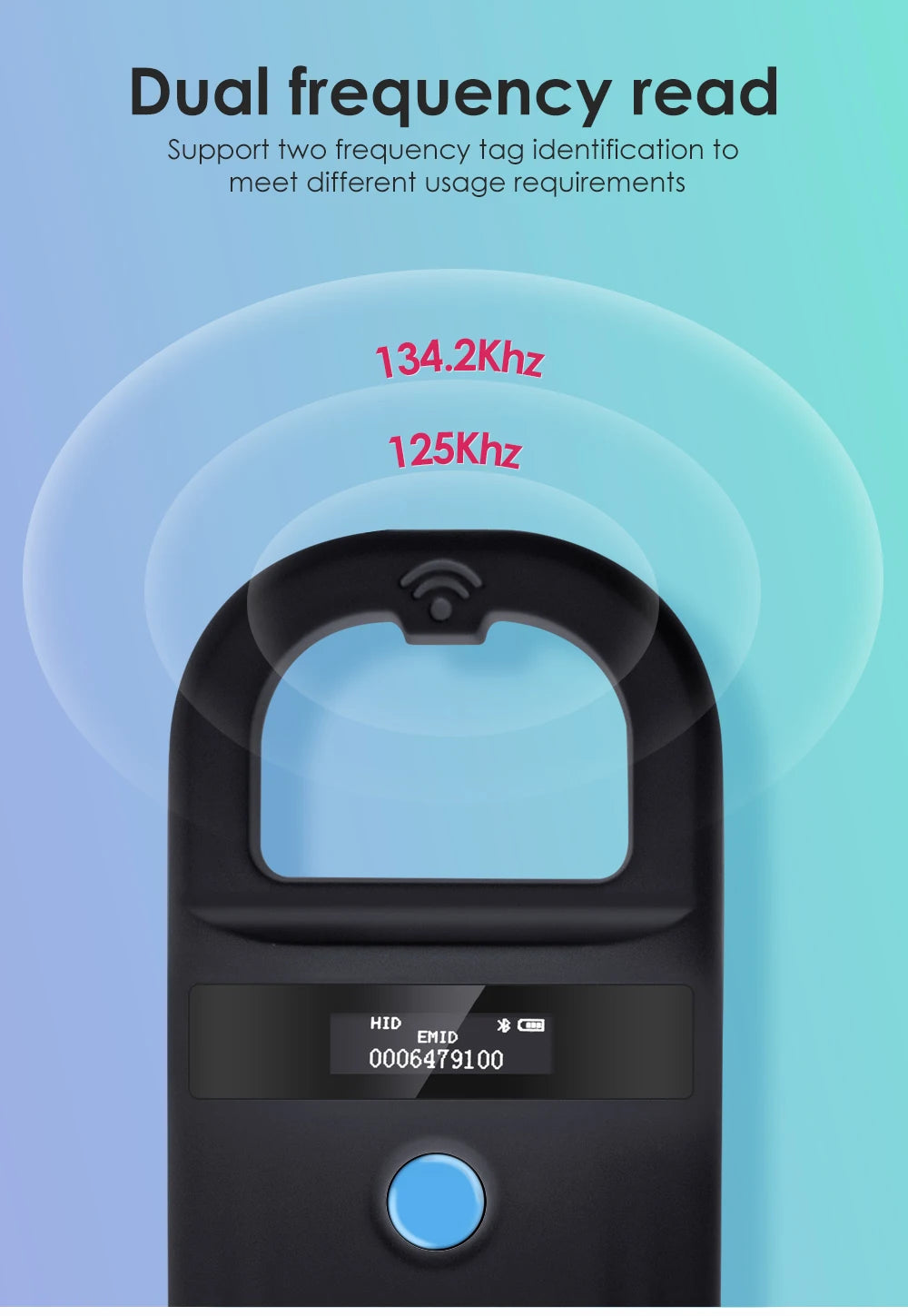 Black Animal RFID Reader 134.2KHz 125kHz USB/Bluetooth Pet Cat Dog Microchip Scanner FDX-B Glass Chip Identification Tag Reader